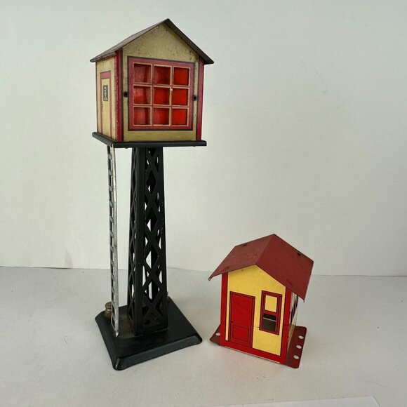 Vintage Erector Tin Litho Signal Tower & House Set - Picture 1 of 5